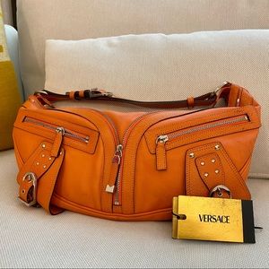 Versace Orange Leather Women’s Shoulder Bag